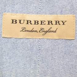 Burberry Blue Cotton Long Sleeve Button Front Shirt M