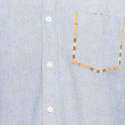 Burberry Blue Cotton Long Sleeve Button Front Shirt M