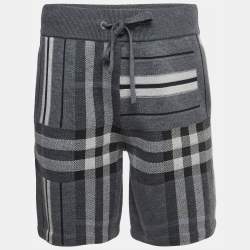 Burberry Grey Checked Wool Drawstring Track Shorts S