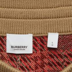 Burberry Beige Checked Merino Wool Drawstring Shorts L