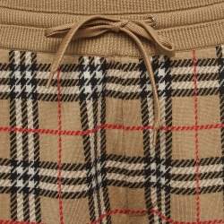 Burberry Beige Checked Merino Wool Drawstring Shorts L