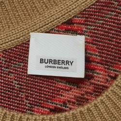 Burberry Beige Checked Merino Wool Knit Crew Neck Sweatshirt M