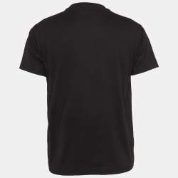 Pre Owned Burberry Black Cotton Checked Pocket Detail Crew Neck T-Shirt XS