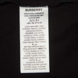 Pre Owned Burberry Black Cotton Checked Pocket Detail Crew Neck T-Shirt XS