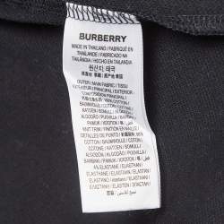 Pre Owned Burberry Black Logo Embroidered Cotton Polo T-Shirt XXL