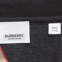 Pre Owned Burberry Black Logo Embroidered Cotton Polo T-Shirt XXL