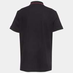Pre Owned Burberry Black Logo Embroidered Cotton Polo T-Shirt XXL