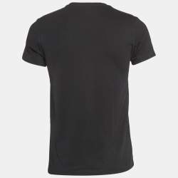 Pre Owned Burberry Black Cotton Logo Embroidered Crew Neck T-Shirt S