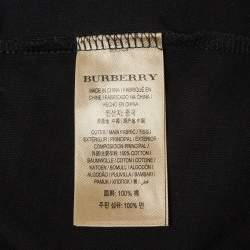Pre Owned Burberry Black Cotton Logo Embroidered Crew Neck T-Shirt S