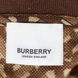 Pre Owned Burberry Brown Monogram Cotton Pique Copland Polo T-Shirt S