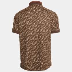 Pre Owned Burberry Brown Monogram Cotton Pique Copland Polo T-Shirt S