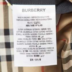Burberry Navy Cotton Gabardine Long Single Breasted Coat 4XL
