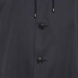 Burberry Navy Cotton Gabardine Long Single Breasted Coat 4XL