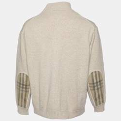 Burberry Beige Lambs Wool Zip Up Sweater XL