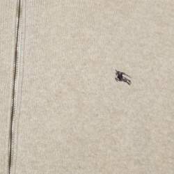 Burberry Beige Lambs Wool Zip Up Sweater XL