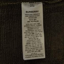 Burberry Green Plaid Wool Blend Knit T-Shirt XS