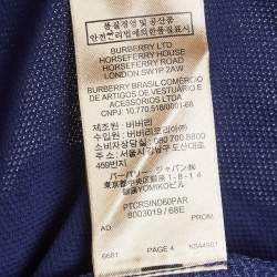 Pre Owned Burberry Dark Blue Embroidered Cotton Pique Polo T-Shirt XXL