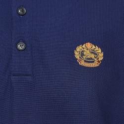 Pre Owned Burberry Dark Blue Embroidered Cotton Pique Polo T-Shirt XXL
