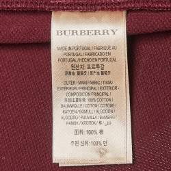 Pre Owned Burberry Maroon Cotton Pique Polo T-Shirt XXL