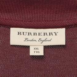Pre Owned Burberry Maroon Cotton Pique Polo T-Shirt XXL