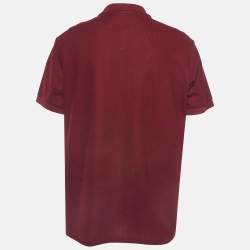 Pre Owned Burberry Maroon Cotton Pique Polo T-Shirt XXL