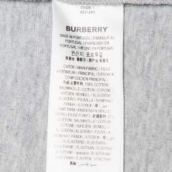 Pre Owned Burberry Grey Logo Printed Cotton Knit Tshirt XXS