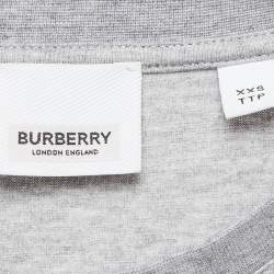 Pre Owned Burberry Grey Logo Printed Cotton Knit Tshirt XXS