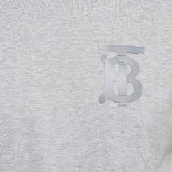 Pre Owned Burberry Grey Logo Printed Cotton Knit Tshirt XXS