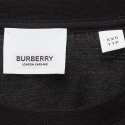 Pre Owned Burberry Black Printed Cotton Knit Crew Neck Tshirt XXS