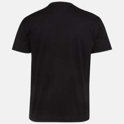 Pre Owned Burberry Black Printed Cotton Knit Crew Neck Tshirt XXS
