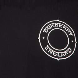 Pre Owned Burberry Black Printed Cotton Knit Crew Neck Tshirt XXS