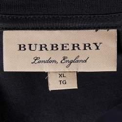Pre Owned Burberry Black Cotton Sleeve Detail Crew Neck T-Shirt XL
