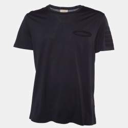 Pre Owned Burberry Black Cotton Sleeve Detail Crew Neck T-Shirt XL