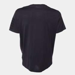 Pre Owned Burberry Black Cotton Sleeve Detail Crew Neck T-Shirt XL