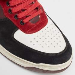 Burberry Multicolor Leather and Suede Dennis High Top Sneakers Size 42