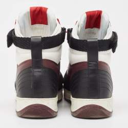 Burberry Multicolor Leather and Suede Dennis High Top Sneakers Size 42