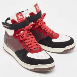 Burberry Multicolor Leather and Suede Dennis High Top Sneakers Size 42