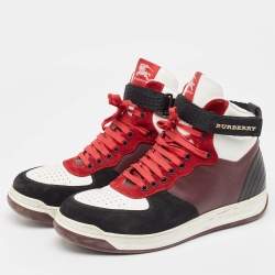 Burberry Multicolor Leather and Suede Dennis High Top Sneakers Size 42