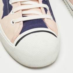 Burberry Pink/Navy Blue Canvas Cap Toe Lace Up Sneaker Size 44