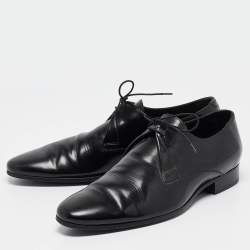 Pre Owned Burberry Black Leather Lace Up Oxfords Size 43