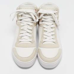 مملوكة مسبقًا Burberry White House Check Leather and Suede Reeth Trainers Sneakers Size 43
