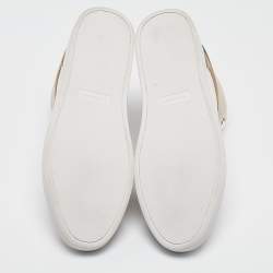 مملوكة مسبقًا Burberry White House Check Leather and Suede Reeth Trainers Sneakers Size 43