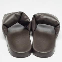 Burberry Brown Leather Logo Slide Flats Size 45