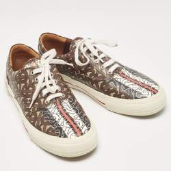 Burberry Brown Canvas Lace Up Sneakers Size 41