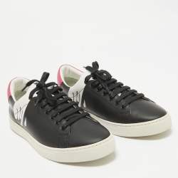Burberry Black/Pink Leather Low Top Sneakers Size 43
