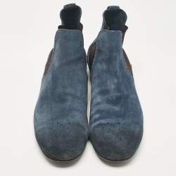 Burberry Blue Suede Ankle Length Boots Size 45