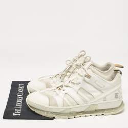 Burberry White Leather and Mesh Low Top Sneakers Size 44