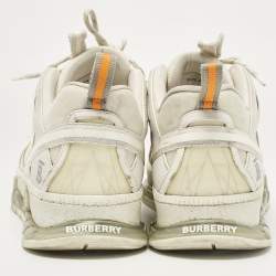 Burberry White Leather and Mesh Low Top Sneakers Size 44