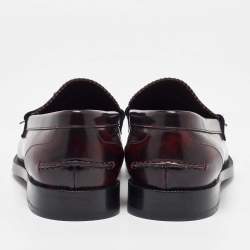 Burberry Brown Leather Studded Kiltie Fringe Loafers Size 43