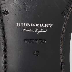 Burberry Brown Leather Studded Kiltie Fringe Loafers Size 43